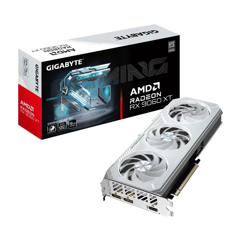Gigabyte 16G Radeon RX 9060 XT GAMING OC ICE 16G, GDDR6, 3320MHz boost, 2780MHz, 2048 cores, PCIe 5.0, 281mm, 450W, 2x DP