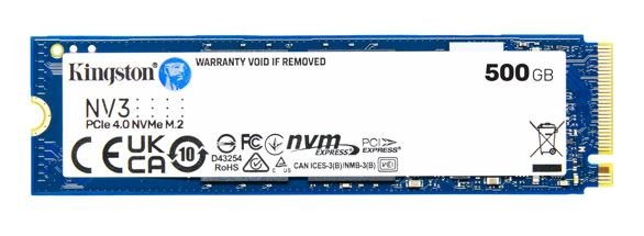 Kingston SNV3S NV3 500G PCle 4.0x4 NVMe M.2 2280 SSD 5000/3000MB/s 3D NAND compaitible Notebook and SFF 5Y Limited