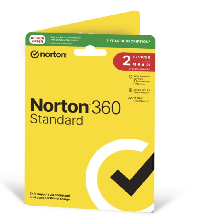 Norton 10GB 360 Standard 10GB AU 1 User 2 Devices 12 months GENERIC ATTACH RSP DVDSLV GUM SNN-EMP-2D-OEM
