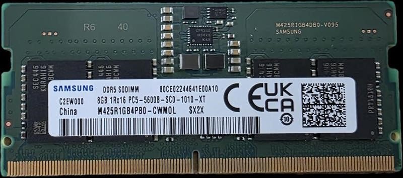 OEM 8GB (1x8GB) DDR5 SODIMM 5600MHz C46 1.1V Notebook Laptop Memory (ex-demo) similar to Crucial MECD5-1X8G56