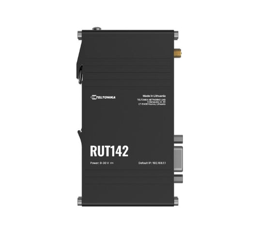 Teltonika RUT142 Industrial Router, Wi-Fi 4, RS232 for Serial Communication, Integrated DIN Rail Bracket, 3-Pin Power