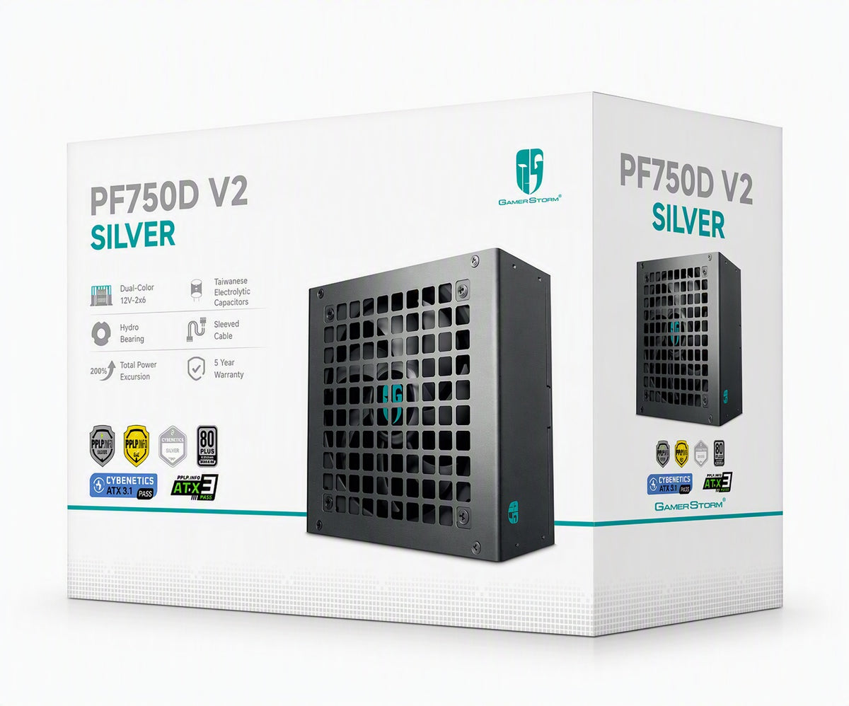 DeepCool PF750D V2 750W Gamer Storm 80+ Silver/Cybenetics Non-Modular ATX Power Supply, Taiwanese Ca