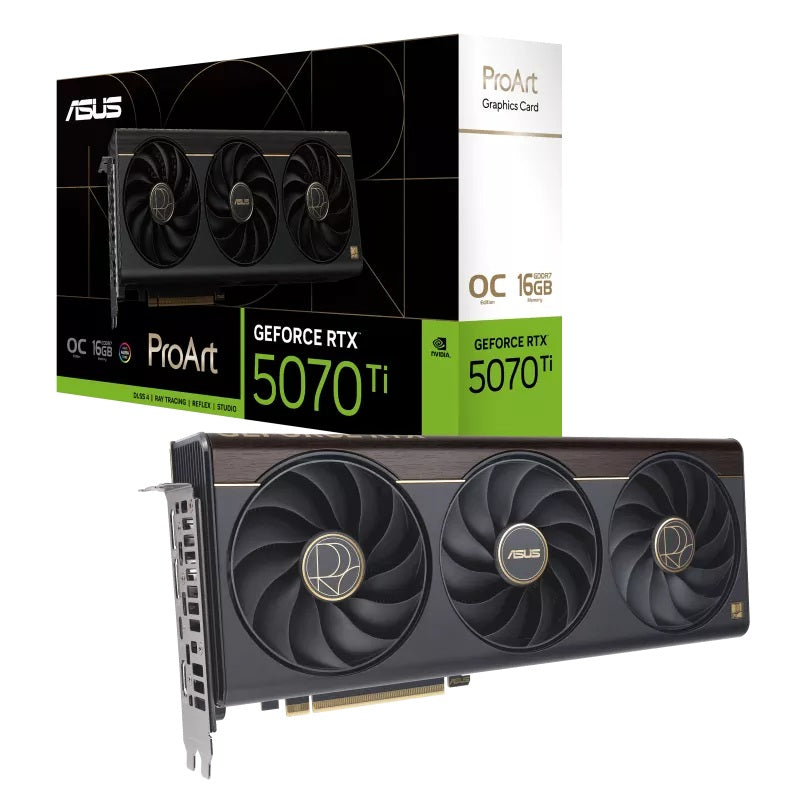 ASUS 16GB nVidia ProArt GeForce RTX 5070 Ti 16GB OC Edition, GDDR7, 256-bit, PCIe 5.0, 2610MHz, 8960 CUDA, 2.5-Slot, SFF