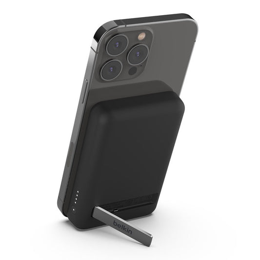 Belkin BoostCharge 5K mAh Magnetic Wireless Power Bank + USB-C Cable + Stand - Black (BPD004btBK), 7.5W, Compact & Light Design, 2 Years Warranty