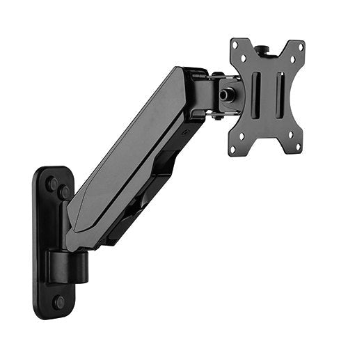 Brateck Single Screen Wall Mounted Gas Spring Monitor Arm,17'-32',Weight Capacity (per screen) 8kg; Matte Black (LS)
