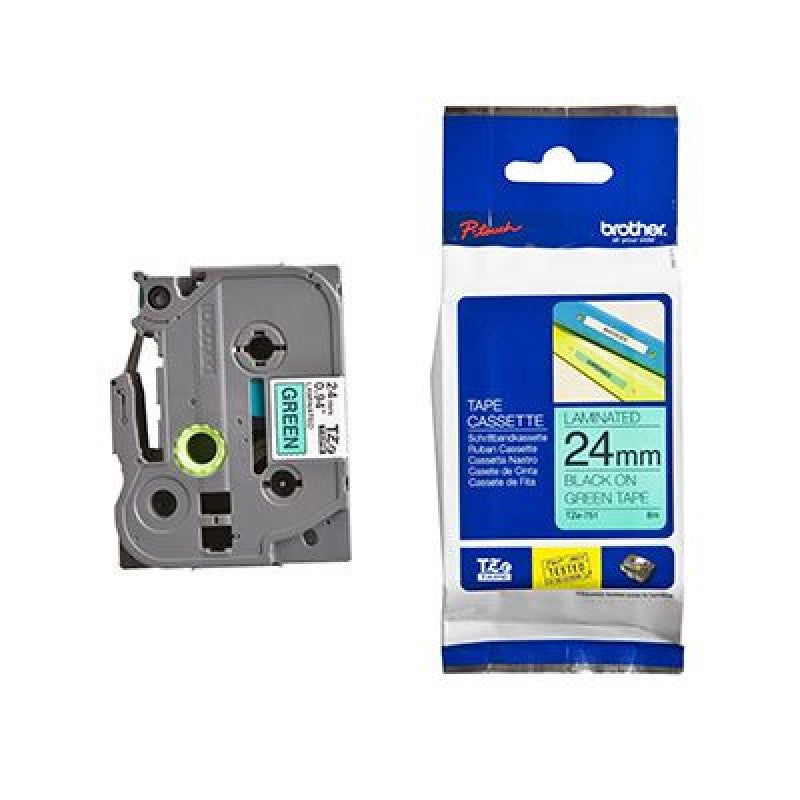 Brother TZE 24mm Black on Green TZE Tape COB-TZE-751