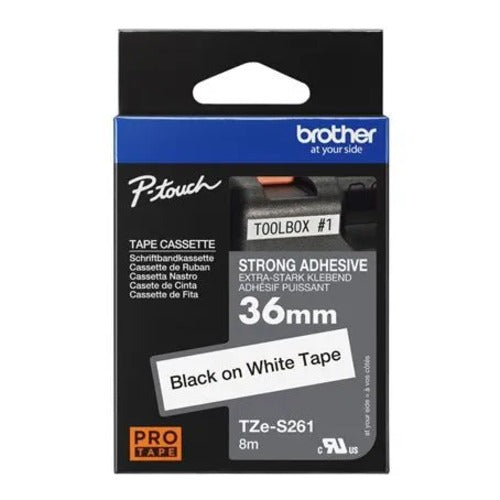 Brother 36MM 36MM BLACK ON WHITE STRONG ADHESIVE TZE TAPE COB-TZE-S261