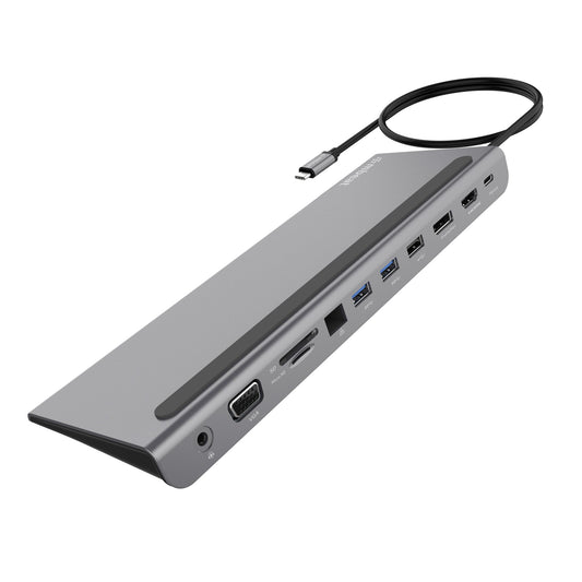 mbeat® Elite Triple Display USB-C Docking Station with 100W Power Delivery 1xHDMI, 1x DisplayPort, 1x VGA, 2x USB 3.0, 1x USB 2.0, MicroSD, 1x RJ45