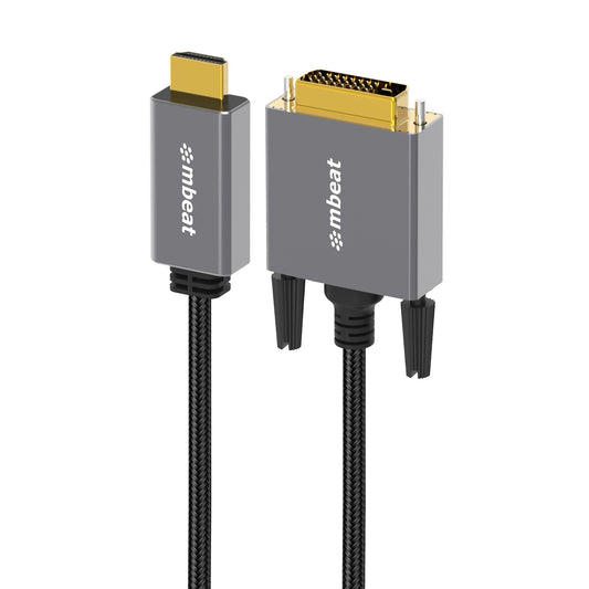mbeat® Tough Link 1.8m HDMI to DVI Cable Up to 1080p@60Hz (1920×1080) Cable Length: 1.8m Package Weight: 163g