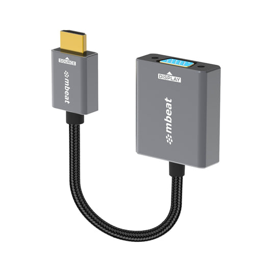 mbeat® Tough Link HDMI to VGA Adapter HDMI Support Version: 2.1 Cable Length: 15cm Up to 1080p@60Hz (1920×1080).Package Weight: 61.7g