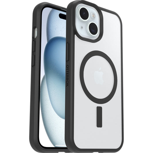 OtterBox React MagSafe Apple iPhone 16e/ iPhone 15/ iPhone 14/ iPhone 13 (6.1') Case Black Crystal (Clear/Black) - (77-98203), 7 Years Warranty