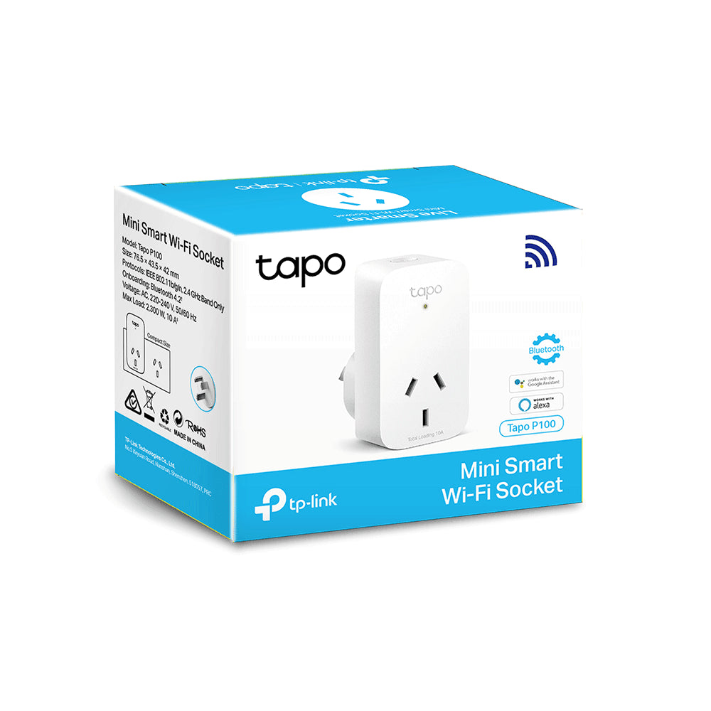 TP-Link Tapo P100(1-pack) Mini Smart Wi-Fi Socket Smart Plug, Remote Control, Voice Control, Away Mode, Easy Setup and Use