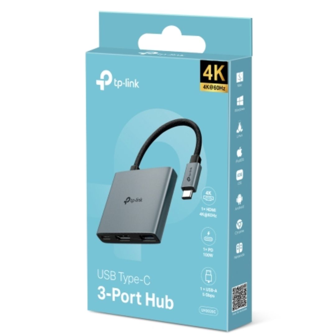 TP-LINK UH3020C UH3020C USB Type-C 3 in 1 Hub, 4K@60Hz HDMI, 100W Power Delivery, 1x USB-A Data Ports. USTL-UH3020C