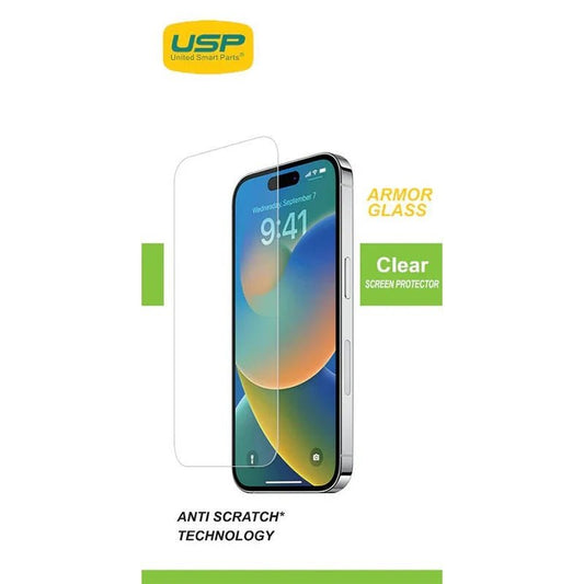 USP Apple iPhone 17e / iPhone 16e / iPhone 14 / iPhone 13 Pro / iPhone 13 (6.1') Armor Glass Screen Protector - 9H Hardness, 5 Years Warranty