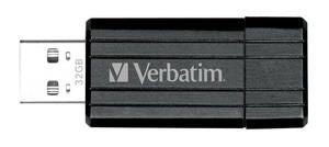 Verbatim Store'n'Go Pinstripe USB Drive 32GB USB Storage Drive Memory Stick (Black) 2 Years Limited Warranty