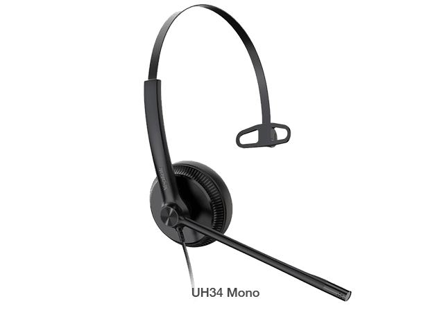 Yealink UH34 Mono Teams USB Headset, Lightweight, All Day Wearing Comfort, Ear Wideband Noise Cancelling Microphone, Leather Ear Cushions, USB-A